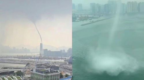 实拍香港维多利亚湾水龙卷消失全程