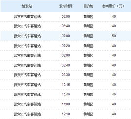 安庆到黄州的汽车票价