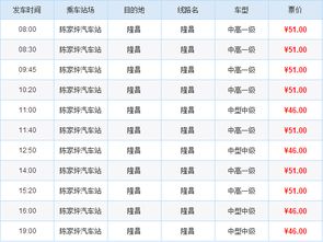 达州至隆昌的汽车票价详解