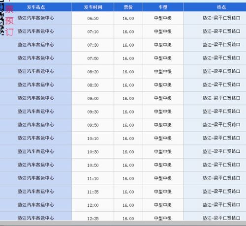 从重庆到梁平的汽车票价分析与选择建议